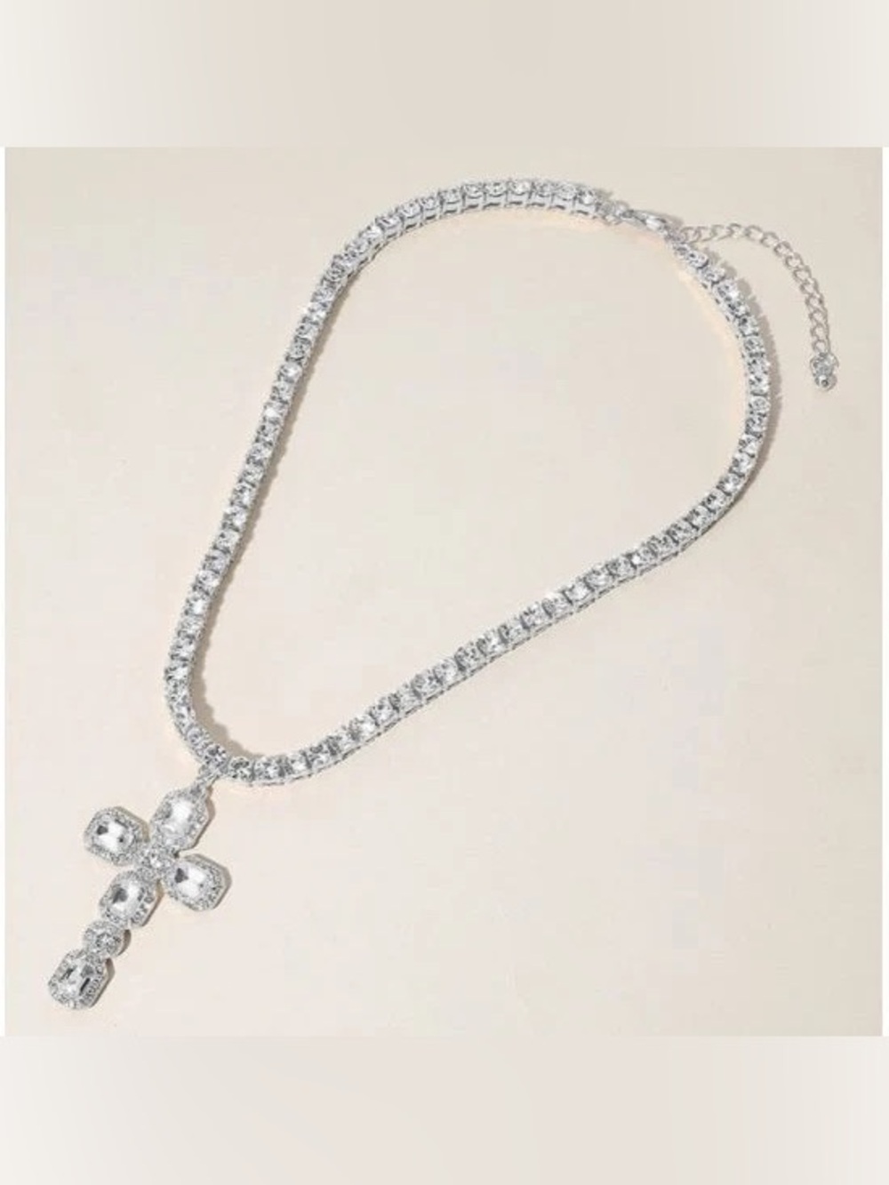 BRAND NEW WITH TAGS Silver Crystal Cross Necklace & Earring